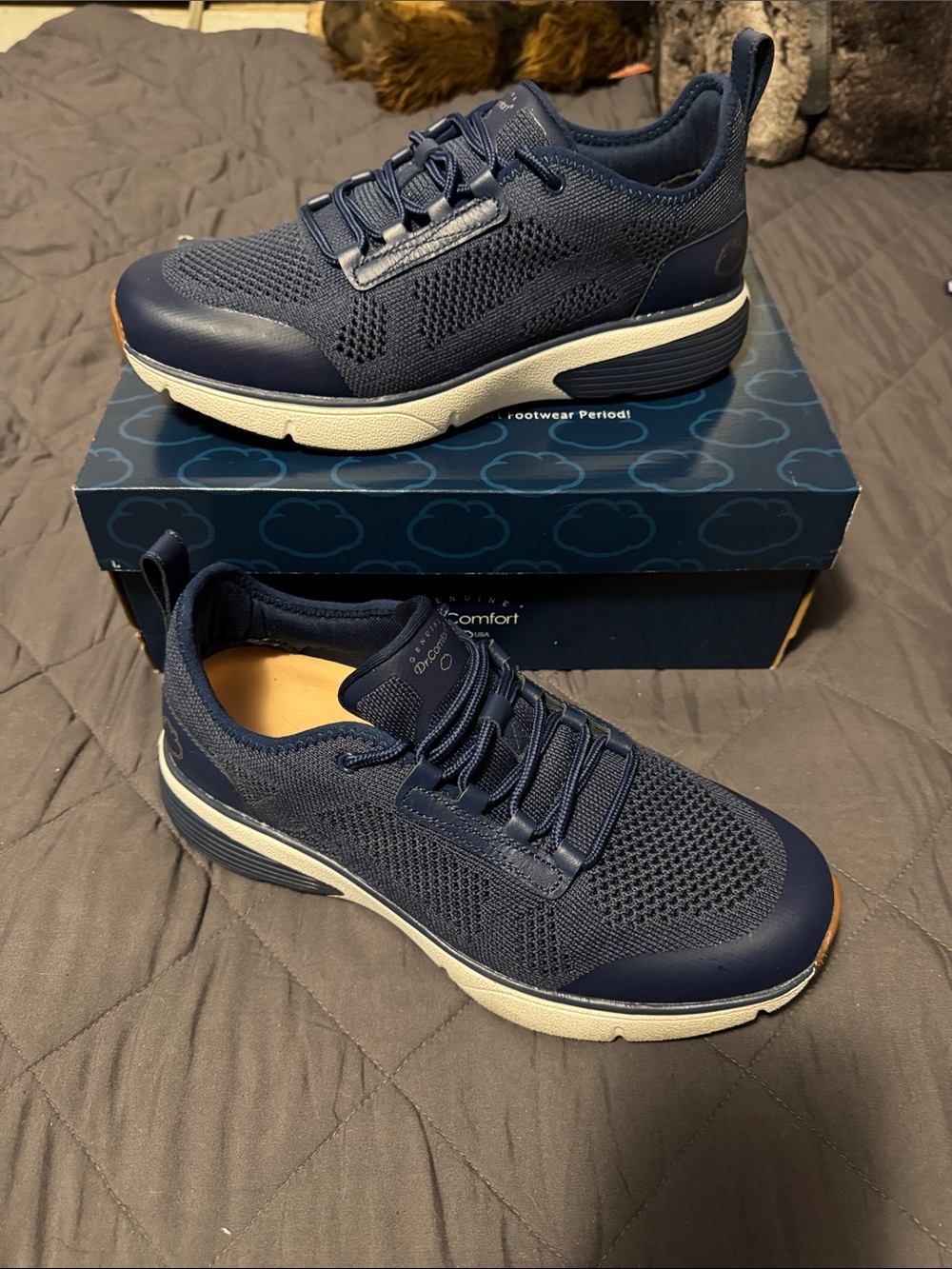 Dr. Comfort, US 9.5 Navy Blue Men's Knit Comfort Sneakers